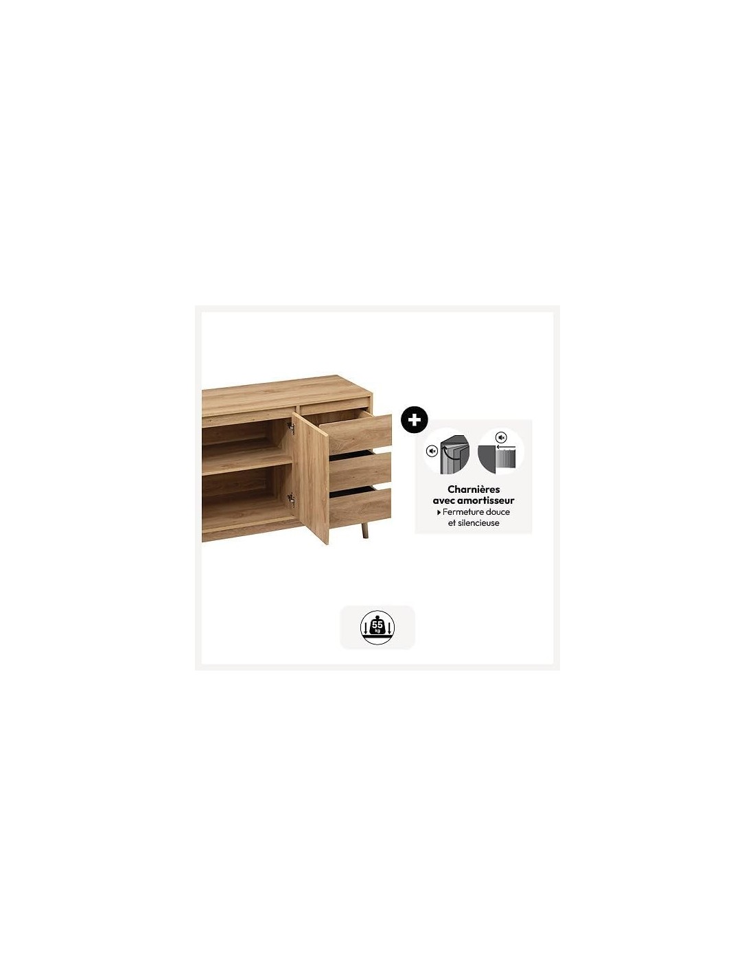 Credenza 5five Abana 3 Cassetti Effetto Rovere Naturale | Shopincasa.it