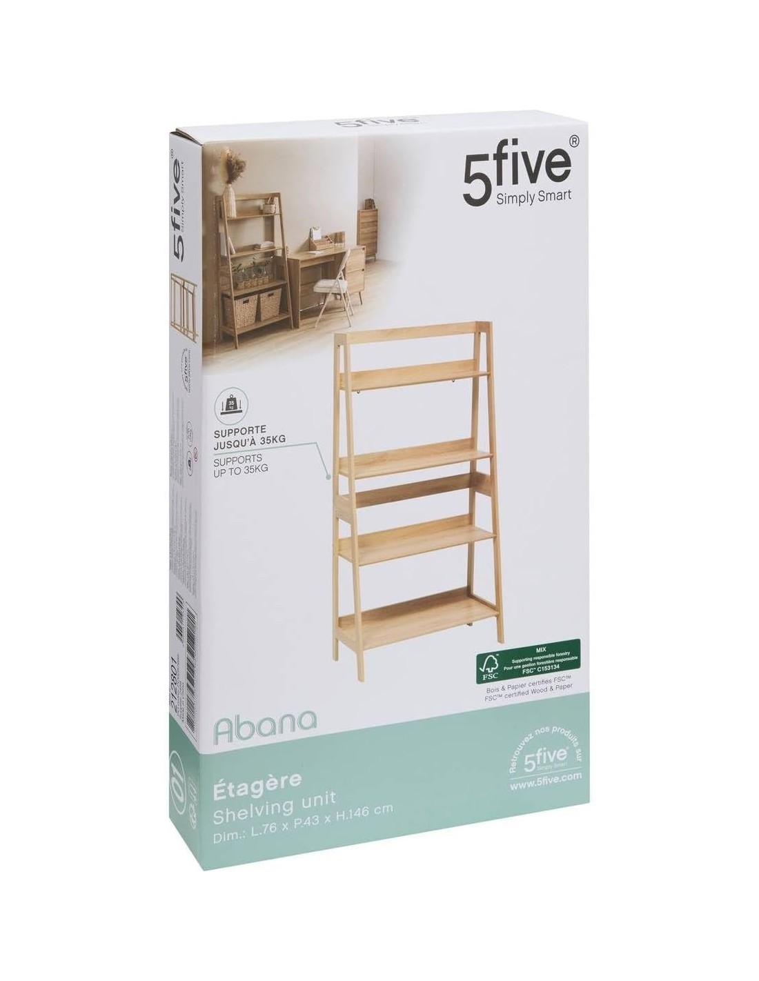 Scaffale 5five Abana 4 Livelli Legno Chiaro | Shopincasa.it