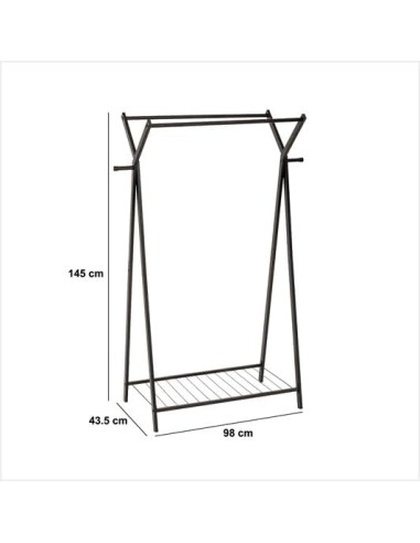 Appendiabiti 5five Metty Metallo Nero 98x43,5 cm | Shopincasa.it