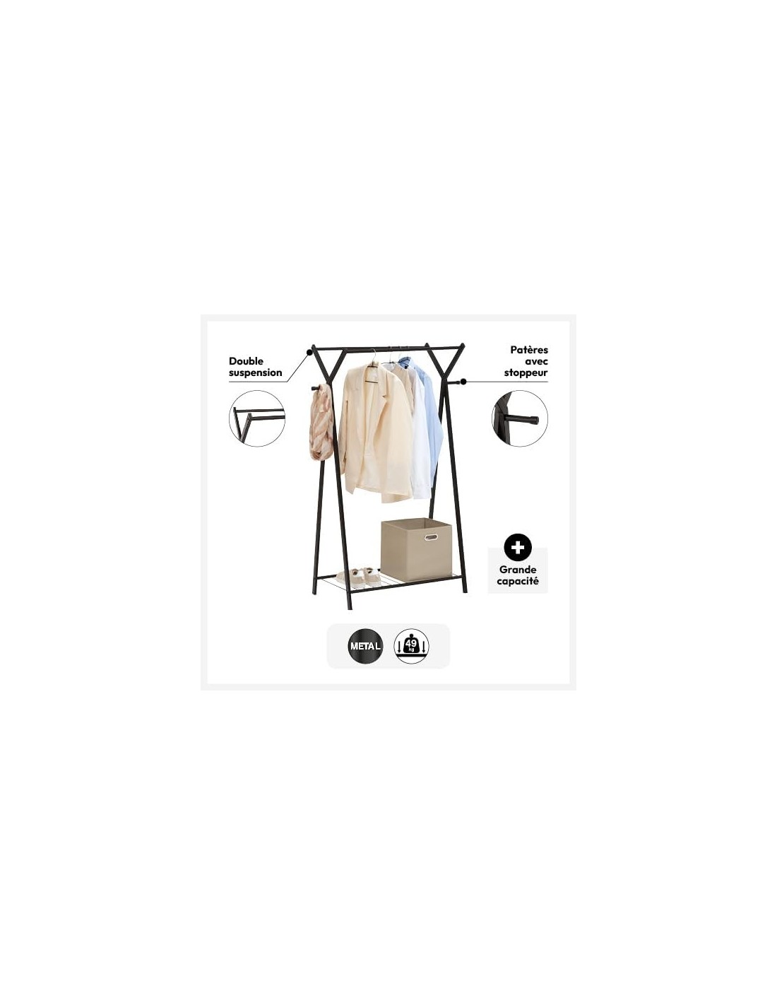 Appendiabiti 5five Metty Metallo Nero 98x43,5 cm | Shopincasa.it