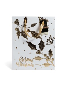 SACCHETTO LAMINATO BIANCO/ORO 18X10X23CM