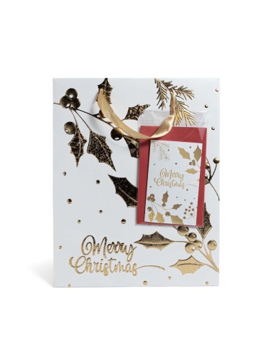SACCHETTO LAMINATO BIANCO/ORO 32X10,5X44,5CM