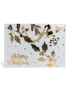 SACCHETTO LAMINATO BIANCO/ORO 44,5X10,5X32CM