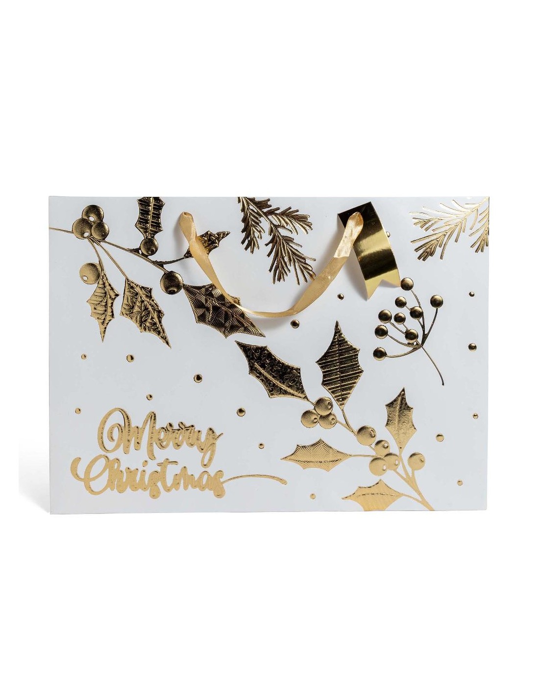 SACCHETTO LAMINATO BIANCO/ORO 44,5X10,5X32CM
