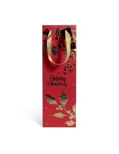 SACCHETTO BOTTIGLIA LAMINATO ROSSO/ORO 12,5X9,5X38CM