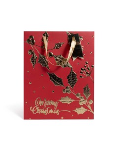 SACCHETTO LAMINATO ROSSO/ORO 18X10X23CM