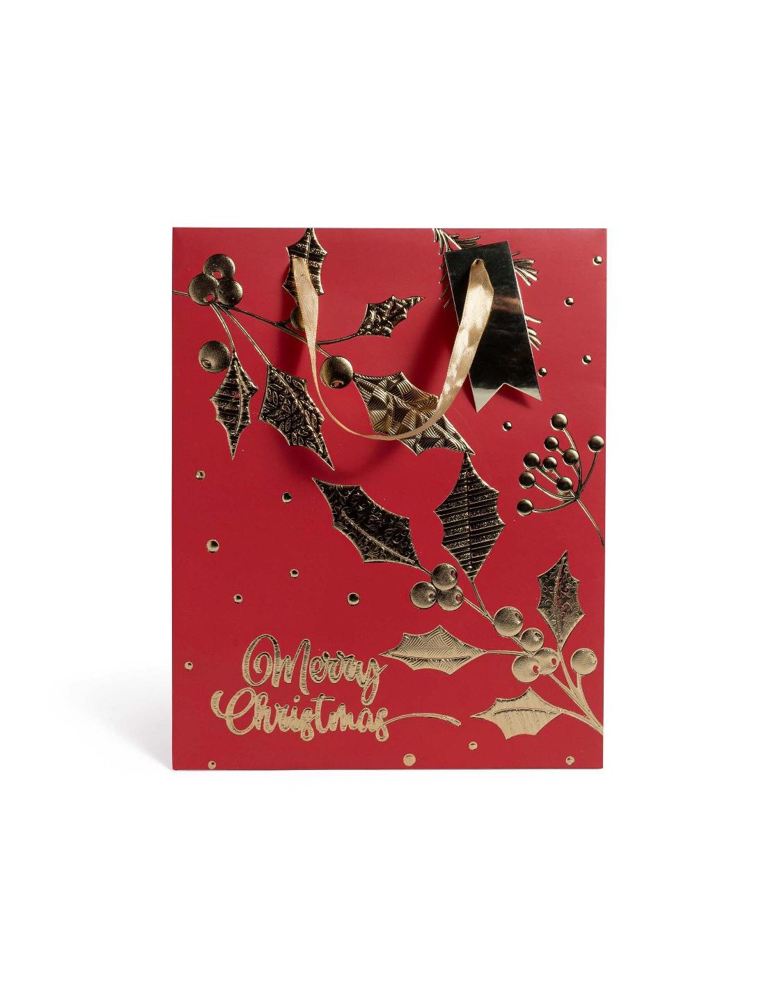 SACCHETTO LAMINATO ROSSO/ORO 18X10X23CM