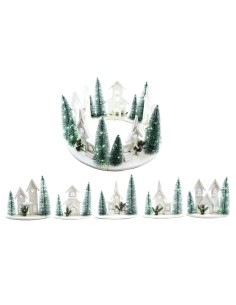 PAESAGGIO NATALIZIO SOTTOALBERO LEGNO CON LUCI 33X12X27CM ASSORTITO
