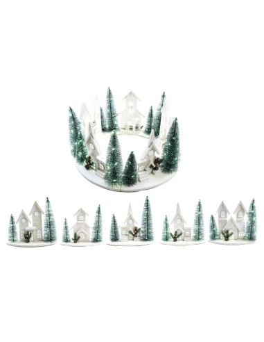PAESAGGIO NATALIZIO SOTTOALBERO LEGNO CON LUCI 33X12X27CM ASSORTITO