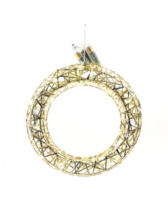 CORONA ORO METALLO DIAM.30CM CON 30 LUCI A BATTERIA
