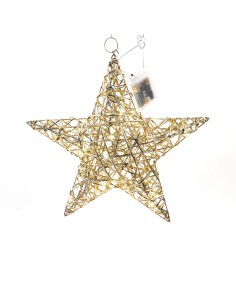 STELLA ORO METALLO 40X9X36,5CM CON 30 LUCI A BATTERIA