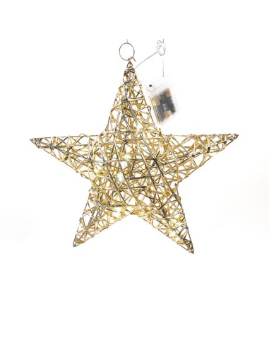 STELLA ORO METALLO 40X9X36,5CM CON 30 LUCI A BATTERIA
