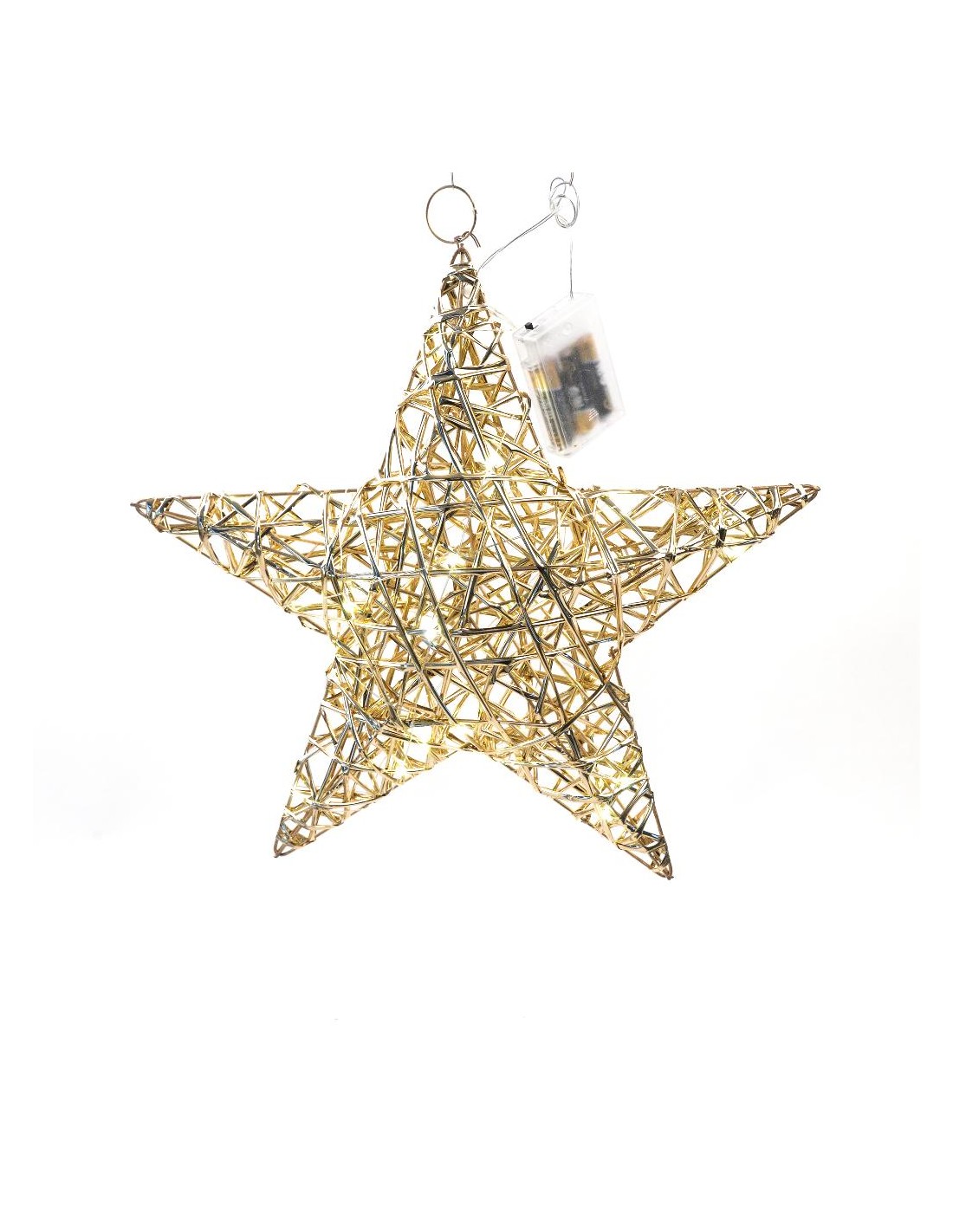STELLA ORO METALLO 40X9X36,5CM CON 30 LUCI A BATTERIA