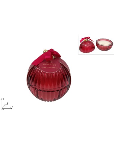 SFERA VETRO ROSSA 8CM CON CANDELA PROFUMATA