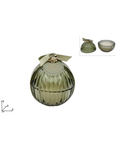 SFERA VETRO VERDE 8CM CON CANDELA PROFUMATA