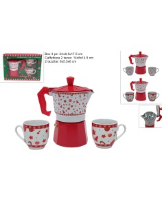 CAFFETTIERA 2TZ CON 2 TAZZINE DEC.NATALIZIO ASSORTITO