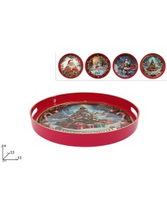 VASSOIO PLASTICA TONDO 33CM DEC.NATALIZIO ASSORTITO
