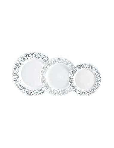 Servizio Piatti Bormioli Rocco Ricamo Blu 18 Pezzi in Vetro Opale | Shopincasa.it