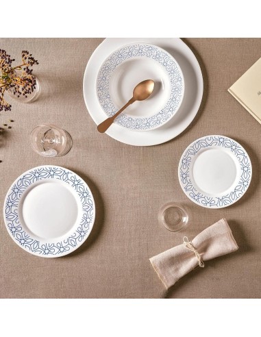 Servizio Piatti Bormioli Rocco Ricamo Blu 18 Pezzi in Vetro Opale | Shopincasa.it