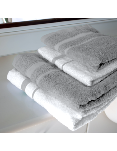 SET 4 ASCIUGAMANI 2 OSPITE + 2 VISO BIANCO/GRIGIO