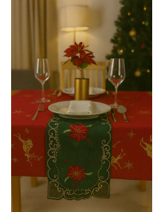 TESSILE: vendita online Tovaglietta di Natale Tessuto Verde 30x45cm con Decoro Stella di Natale, La magia di Natale per la ca...