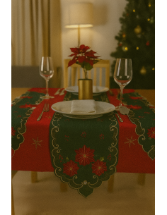 TESSILE: vendita online Runner di Natale Tessuto Verde 40x180cm con Decoro Stella di Natale, La magia di Natale per la casa i...
