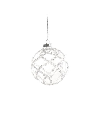 SFERA DI NATALE 8CM VETRO CON PERLINE