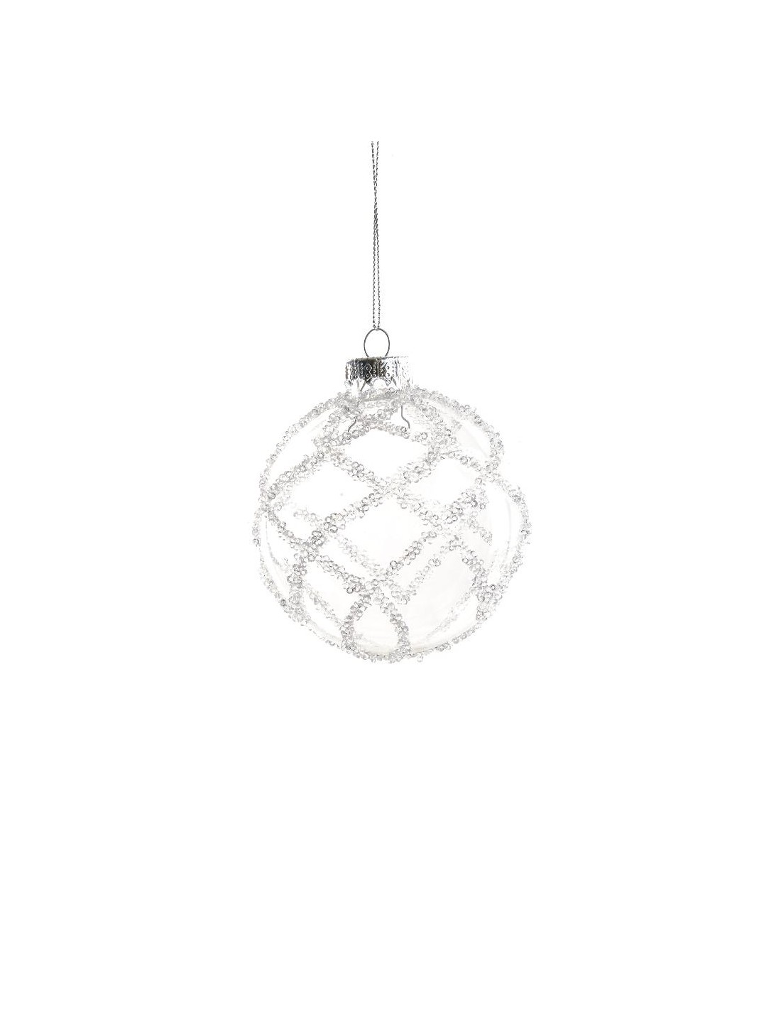 SFERA DI NATALE 8CM VETRO CON PERLINE