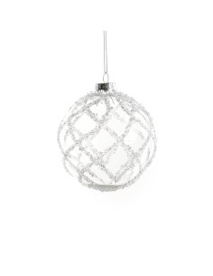SFERA DI NATALE 10CM VETRO CON PERLINE