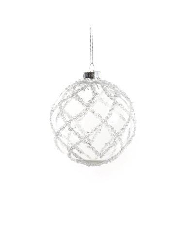 SFERA DI NATALE 10CM VETRO CON PERLINE