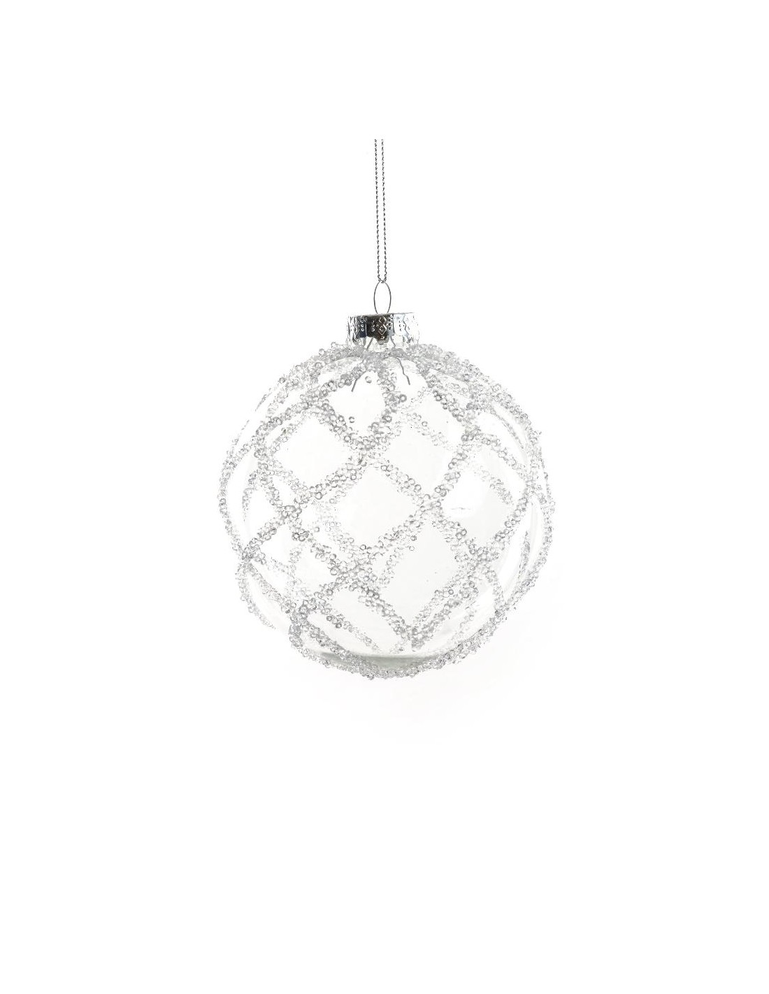 SFERA DI NATALE 10CM VETRO CON PERLINE