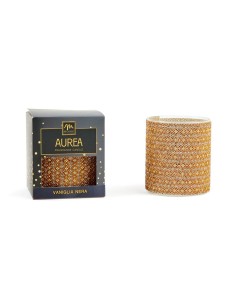 CANDELA STRASS VANIGLIA NERA 380GR VETRO