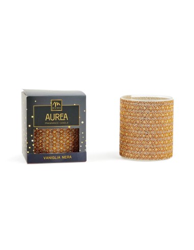 CANDELA STRASS VANIGLIA NERA 380GR VETRO