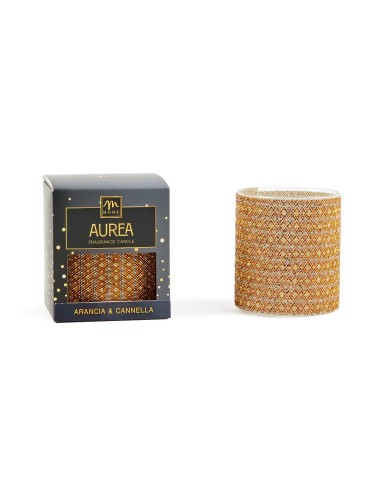 CANDELA STRASS ARANCIA CANNELLA 380GR VETRO