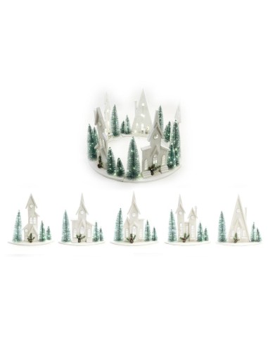 PAESAGGIO NATALIZIO SOTTOALBERO LEGNO CON LUCI 33X12X27CM ASSORTITO