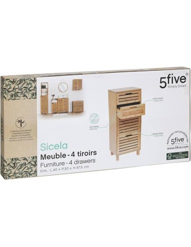 Armadio in bambù Sicela con 4 cassetti 5five - shopincasa.it