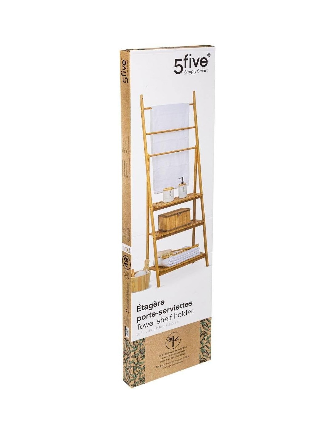 Portasciugamani 5five in bambù 3 ripiani e 3 barre - shopincasa.it