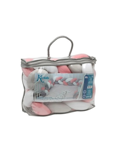 Treccia Protettiva per Culla e Letto Rosa e Grigio Kiokids - Sicurezza e Design | shopincasa.it