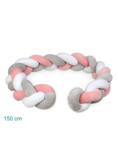Treccia Protettiva per Culla e Letto Rosa e Grigio Kiokids - Sicurezza e Design | shopincasa.it 2