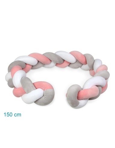 Treccia Protettiva per Culla e Letto Rosa e Grigio Kiokids - Sicurezza e Design | shopincasa.it