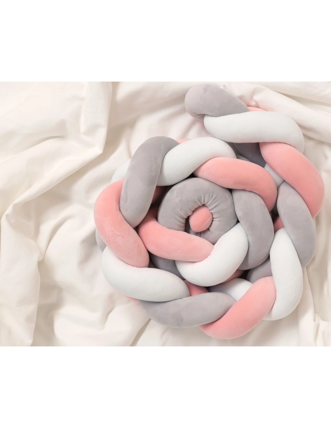 Treccia Protettiva per Culla e Letto Rosa e Grigio Kiokids - Sicurezza e Design | shopincasa.it