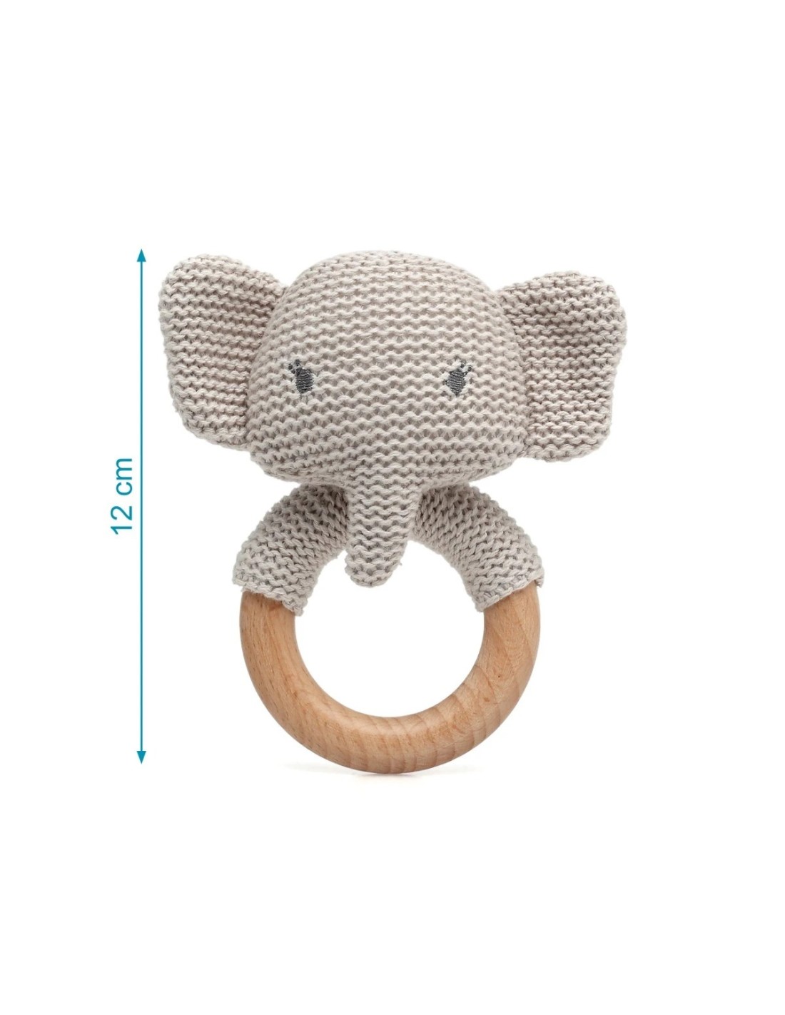 Elefante Massaggiagengive e Sonaglio in Cotone e Legno – Sicuro e Eco-Friendly