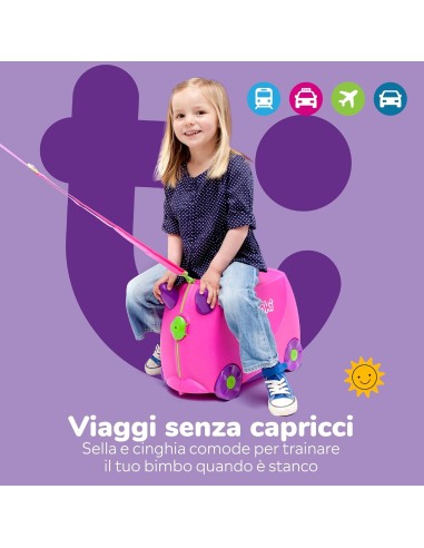 Trunki Valigia Cavalcabile Trixie Rosa – Trolley bambini bagaglio a mano | Shopincasa