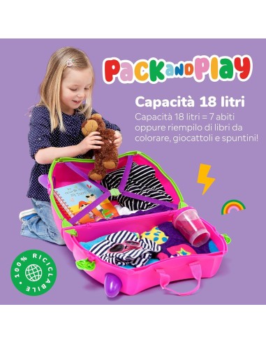 Trunki Valigia Cavalcabile Trixie Rosa – Trolley bambini bagaglio a mano | Shopincasa