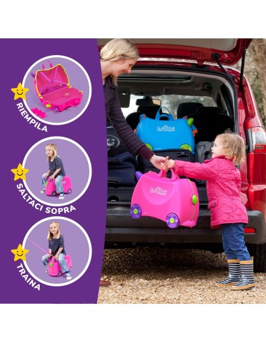 Trunki Valigia Cavalcabile Trixie Rosa – Trolley bambini bagaglio a mano | Shopincasa