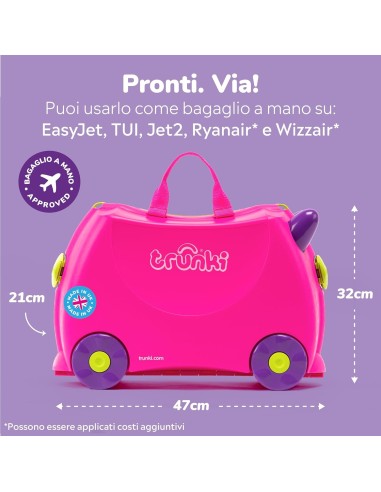 Trunki Valigia Cavalcabile Trixie Rosa – Trolley bambini bagaglio a mano | Shopincasa