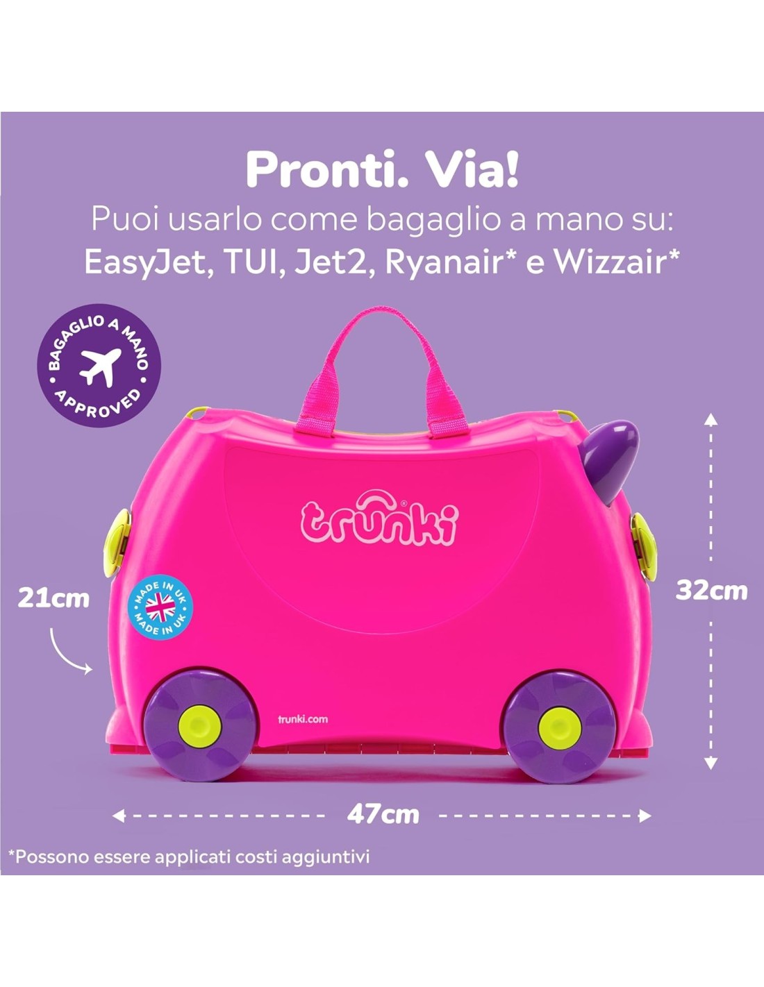 Trunki Valigia Cavalcabile Trixie Rosa – Trolley bambini bagaglio a mano | Shopincasa