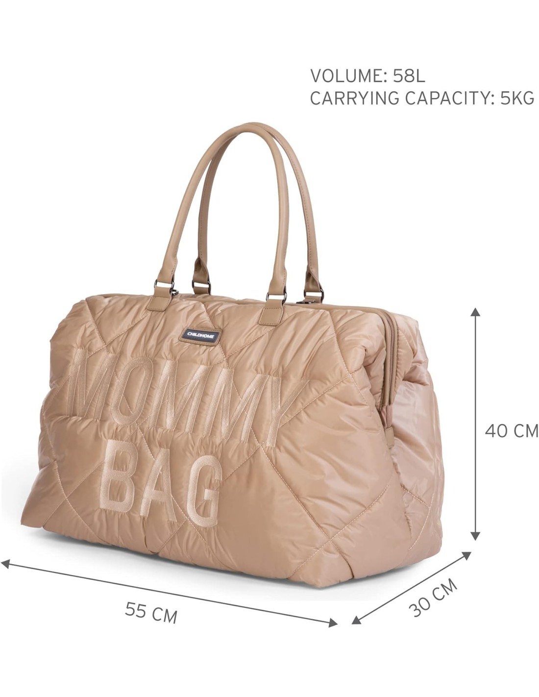 CHILDHOME Mommy Bag Beige trapuntata – Borsa cambio e da viaggio XL | Shopincasa