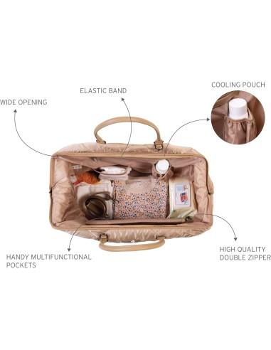 CHILDHOME Mommy Bag Beige trapuntata – Borsa cambio e da viaggio XL | Shopincasa