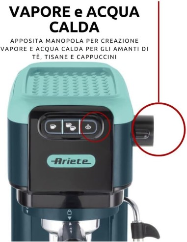 Ariete Light Aquamarine Macchina Caffè Espresso 15 Bar | Shop in Casa